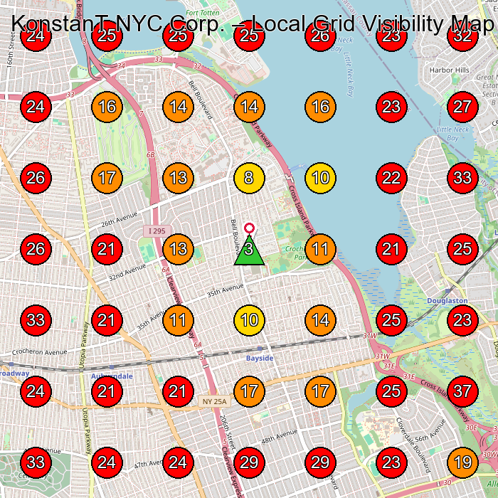 KonstanT NYC Corp. GeoGrid visibility map for Construction Company in Douglaston